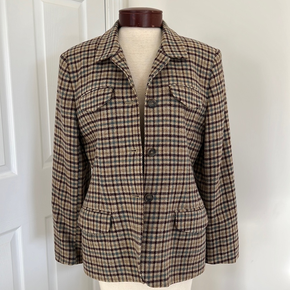 Evan Picone 100% wool collared wool jacket shacket blazer